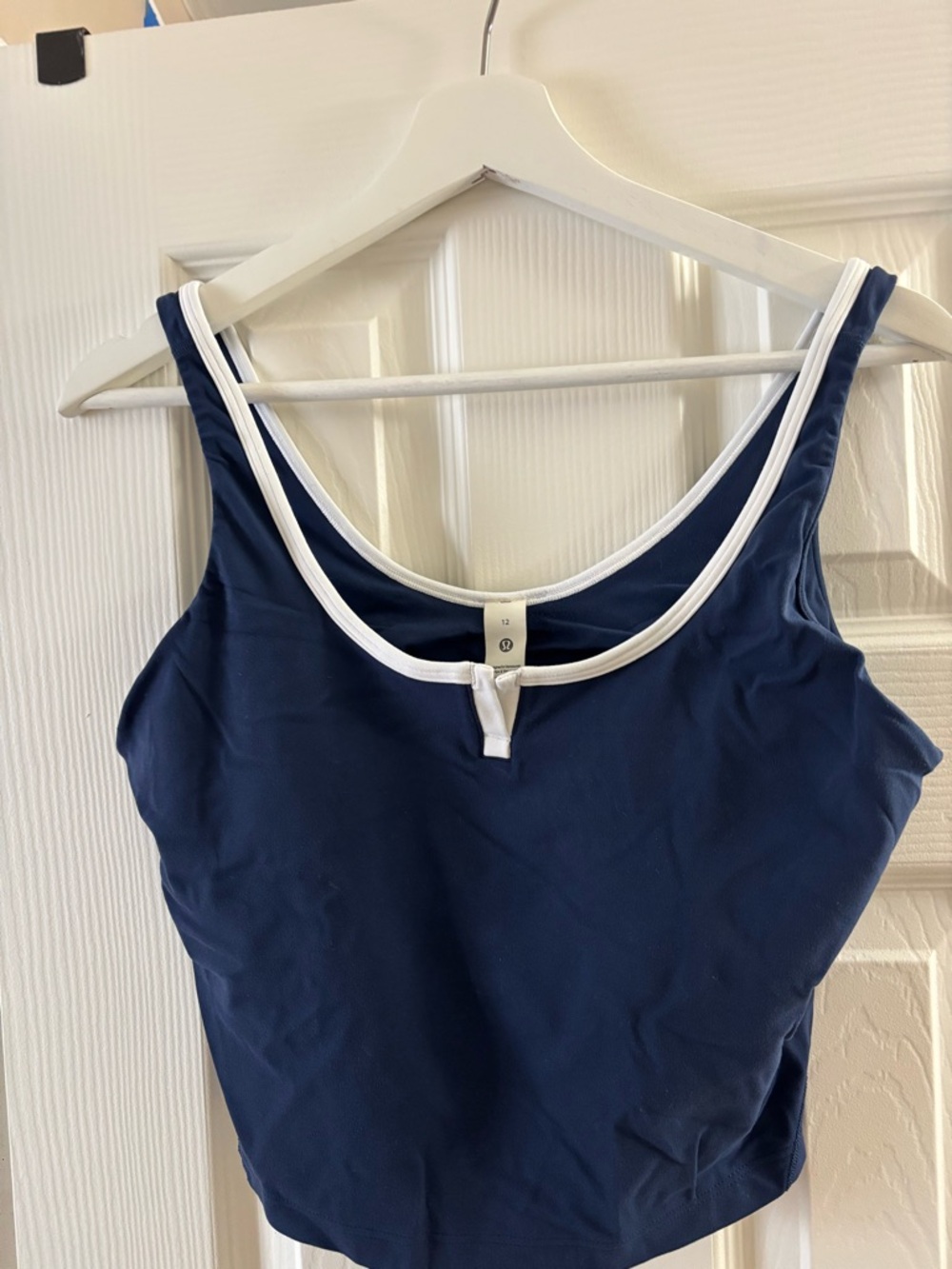 Navy Blue Tank Top with White Trim - Women's Activewear